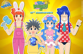 aizawa chizuru, aizawa eiko, aizawa takeru, ikamusume, walden (wow! wow!  wubbzy!), widget (wow! wow! wubbzy!), wubbzy, shinryaku! ikamusume, wow!  wow! wubbzy!, highres, revision, abstract, alternate hairstyle, black hair,  blue hair, bow, bowtie,