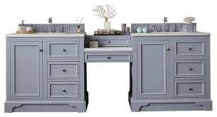 Bathroom vanity light strips are available in a range of sizes and shapes as well as designs. 94 Double Vanity Set Silver Gray W Makeup Table 3 Cm Classic White Quartz Top Transitional Bathroom Vanities And Sink Consoles By Luxx Kitchen And Bath Houzz