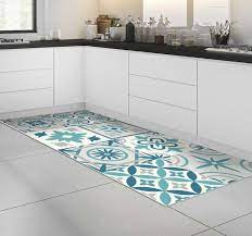 Washable, thin, multipurpose kitchen rug mat (set of 2) Eclectic Turquoise Vinyl Kitchen Mat Tenstickers