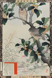 osmanthus and horned owls peinture japonaise peinture asiatique peinture chinoise