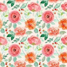 It means that you can use and modify it for your personal and commercial projects. Pink Orange Flower Watercolor Seamless Pattern With Green Leaves Watercolor Flowers Flower Background Design Floral Watercolor