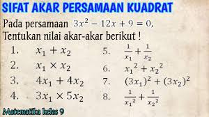 Soal persamaan kuadrat smp kelas 9 kurikulum 2013 doc. Sifat Sifat Akar Persamaan Kuadrat Kelas 9 Youtube