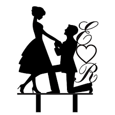 Black And White Silhouette Cake Clipart Wedding Personalized Custom Name Bride And Groom Heart Cake Topper Decoration Anniversa Cake Topper Initials Custom Wedding Cake Toppers Wedding Cake Toppers