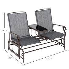 Maybe you would like to learn more about one of these? Outsunny Two Person Outdoor Mesh Fabric Patio Double Glider Chair With Center Table On Sale Overstock 18013207