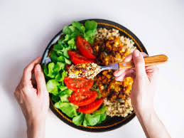 Living well in the 21st century - Limassol, Cyprus - a picture of rice, tomatoes, and lettuce with a clear background. 