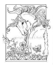 erwachsenen farbung seite digitaler download einhorn blumen schmetterling garten fant unicorn coloring pages horse butterfly page coloriages d&#x00027;automne