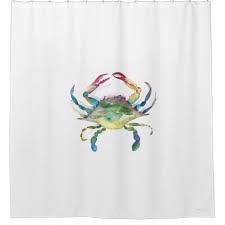 Watercolor Blue Crab Shower Curtain Zazzle Com In 2020 Modern Bathroom Decor Chic Beach House Shower Curtain