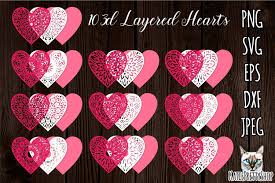 Download 3d Layered Hearts Svg Valentine S Day Svg Love Heart 1131314 Cut Files Design Bundles