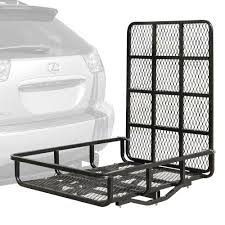 Hitch mount cargo basket folding cargo carrier with high side. Elevate Outdoor Steel Basket Cargo Carrier With Ramp Discount Ramps