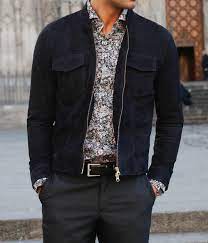 Our Auckland Shirt Paired With A Black Suede Jacket We D Love To Hear All Your Thoughts On This Ca Suede Jacket Men Black Suede Jacket Mens Outfit Inspiration