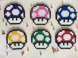 Lot De 6 Dessous De Verre Champignon En Perle A Repasser Hama Univers Mario Perles Hama Pour Halloween Perle A Repasser Hama Perle A Repasser Modeles