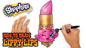 Draw geometrical shapes for the guidelines, 2 circles, a rectangle, and lines inside the circle. How To Draw Shopkins Lippy Lips For Beginners Youtube