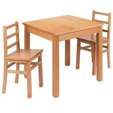 kids natural solid wood table and chair
