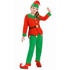Elf Costume Kids Kids Unisex Elf Costume In Red And Green Onesize Walmart Com