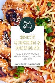 Spicy Chicken Skewers Cool Soba Noodles The Oven Light Recipe Spicy Chicken Recipes Asian Recipes Spicy Chicken