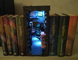 Book Nook Bookshelf Insert Magic Alley Book End Library Decor Etsy In 2020 Bookshelf Art Book Nooks Library Decor