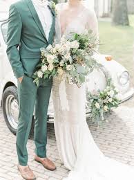 Black And Green Wedding Suit 5 Handsome Alternatives To Black For Your Groom Alternative Groom Attire Green Wedding Suit Groom Wedding Attire