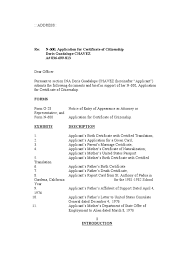 There is an example for a claims to u.s. N600 Sample United States Nationality Law Naturalization