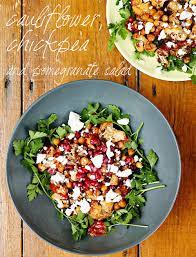 Cauliflower Chickpea And Pomegranate Salad Mirandasnotebook Roasted Cauliflower Salad Nigella Lawson Recipes Delicious Salads