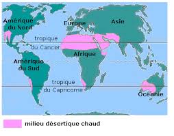 Carte montrant la répartition des trois grandes zones climatiques à la surface de la terre. Les Zones Climatiques Maxicours