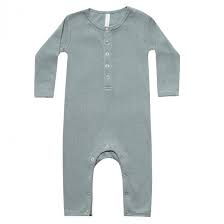 ribbed baby romper blue