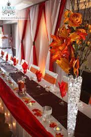 Pin By Tiffani Cannon On My Little Secrets Red Wedding Decorations Head Table Wedding Fall Wedding Centerpieces