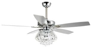 A ceiling fan with lights brings superior lighting and improved airflow to any room in your home. In Stock 52 Crystal 5 Blade Ceiling Fan With Light Remote Control Chrome Transitional Ceiling Fans By Whoselamp Houzz