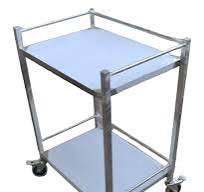 Pneumatic Height Adjustable Stainless Steel Instrument Cart On Wheels -  Tray Table For Salon, Tattoo, Medical