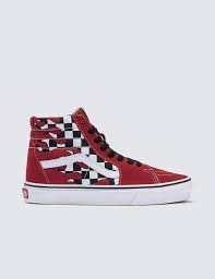 Black And White Checkered High Top Vans Vans Checker Flame Sk8 Hi Vans Vans Checkered Vans High Top Sneaker