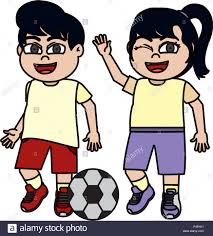 Wir verwenden cookies, um unseren service ständig zu verbessern. Farbe Lustig Madchen Und Junge Kinder Mit Fussball Stock Vektorgrafik Alamy