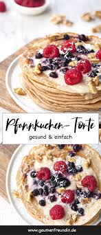 Gesunde Pfannkuchentorte Mit Bananen Mandelmus Zum Fruhstuck Rezept Pfannkuchentorte Lecker Einfach Lecker