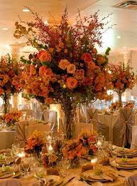 Orange Themed Reception Decor Sonal J Shah Event Consultants Llc In 2021 Fall Floral Arrangements Fall Wedding Colors Wedding Centerpieces