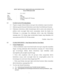 Hasil dari kursus yang dihadiri di iab. Minit Mesyuarat Jawatankuasa Kokurikulum Kali Pertama 2018
