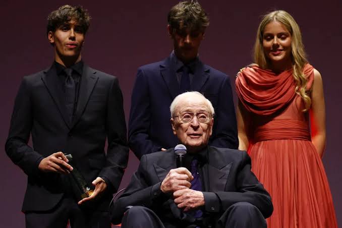 Michael Caine makes rare public appearance with grandchildren as he  receives film honour - Yahoo Life UK
