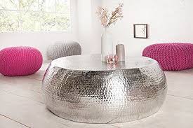 Li Il Design Couchtisch Orient 90cm Aluminium Silber Hammerschlag Couchtisch Metall Couchtisch Couchtisch Silber
