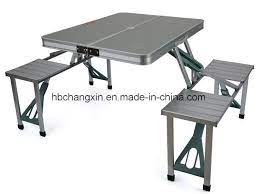 A folding table and chair set is the perfect solution for times when you need additional table settings, whether it be thanksgiving with the family or poker night with the neighbors. China Aluminium Folding Camping Outdoor Bbq Picnic Table Chairs Set China Outdoor Camping Table And Chair Bbq Table And Chair