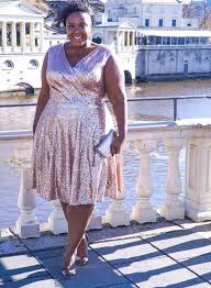 Our Rose Gold Cocktail Dress Is Covered In Gold Sequins And Features An Ultra Flatte Plus Size Sequin Dresses Plus Size Cocktail Dresses Gold Plus Size Dresses
