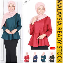 Blouse wanita murah hadir di toko online zalora indonesia. Ready Stock 1231 38 42 Baju Blouse Peplum Wanita Lengan Panjang Self Design Peplum Blouse