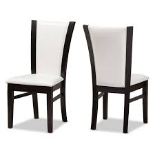 Baxton Studio Adley Upholstered High Back Dining Side Chair Set Of 2 Faux Leather Dining Chairs Side Chairs Dining White Dining Chairs