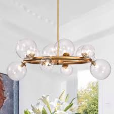 Shop Arroyo 28 Inch Gold Finish Clear Glass Globe Chandelier Bulbs Included Overstock 24148397