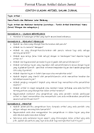 Anda perlu memahami contoh jurnal khusus, agar dapat membuat jurnal khusus dengan baik. Doc Format Ulasan Artikel Dalam Jurnal Contoh Ulasan Artikel Dalam Jurnal Mijah Noer Academia Edu