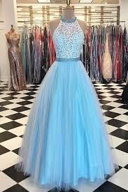 Charming Prom Dress A Line Prom Dress Tulle Prom Dress Halter Prom Dress 170224 Prom Dresses For Teens Prom Dresses Blue Evening Dresses Prom