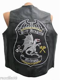 Black And Red Motorcycle Club Colors Grey Dragons Michigan Motorcycle Club Patch Colors Mns Black Leather Biker Vest Motorcycle Clubs Leather Biker Vest Biker Vest
