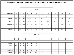 measurement chart classic polo