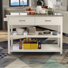 Yaheetech kitchen cart with stainless steel top, kitchen island on wheels with drawer and cabinet, open shelves and spice rack towel rack, white visit the yaheetech store 4.6 out of 5 stars 163 ratings Red Barrel Studio Mackor 47 25 Kitchen Island With Stainless Steel Top And Locking Wheels Wayfair