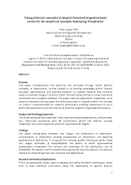 Solve sample paper in the actual time frame. Pdf Using Abstract Concepts In Impact Focused Organisational Research An Empirical Example Deploying Hospitality Peter Lugosi Academia Edu