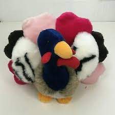 Thanksgiving Turkey Plush Animal Vintage Decoration Toy Blue Pink Zebra Striped Ebay Plush Animals Plush Stuffed Animals Animal Plush Toys