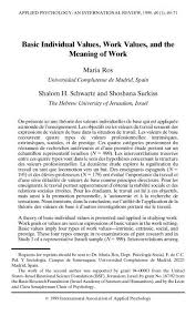 Maybe you would like to learn more about one of these? Basic Individual Values Work Values And The Meaning Of Work