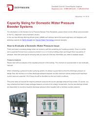 Capacity Sizing For Domestic Water Pressure Booster Systems