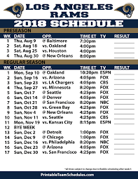 2018 Printable Los Angeles Rams Schedule Dallas Cowboys Game Dallas Cowboys Dallas Cowboys Football